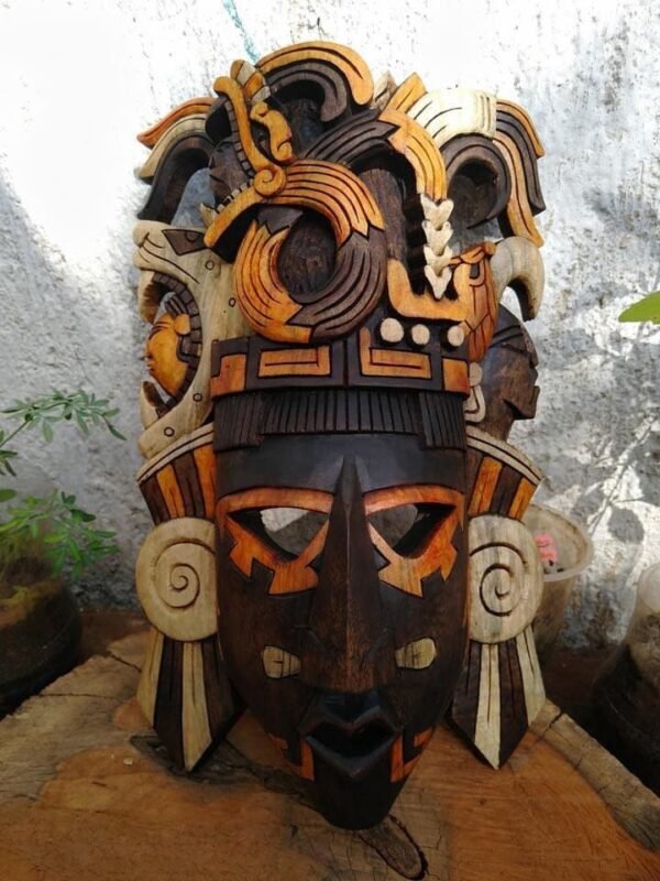 Prehispanic Wooden mask, Mayan culture, Mexican wall art, Hand carved ASK FOR CUSTOMIZE - Image 7