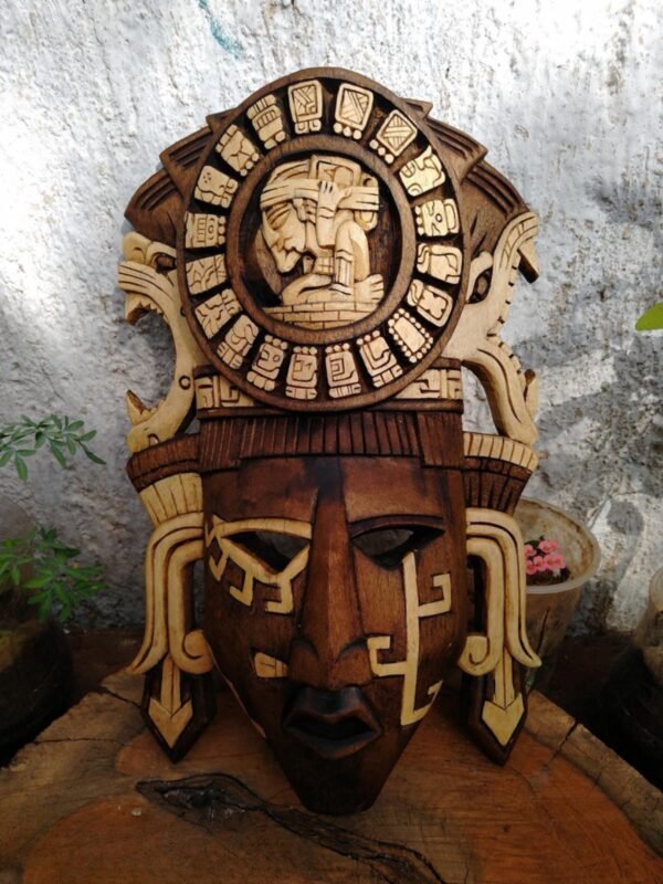 Prehispanic Wooden mask, Mayan culture, Mexican wall art, Hand carved ASK FOR CUSTOMIZE - Image 8
