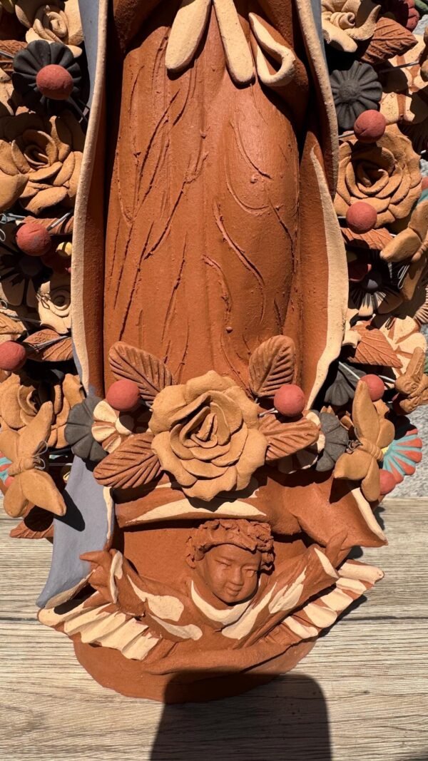 XL Virgin Mary Handmade Clay Piece, Virgen de Guadalupe  Mexican Decoration, Mary Virgin Sculpture,Metepec Estado de México Virgencita 23.7” - Image 4