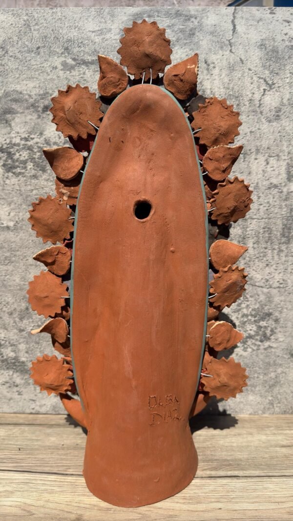 XL Virgin Mary Handmade Clay Piece, Virgen de Guadalupe  Mexican Decoration, Mary Virgin Sculpture,Metepec Estado de México Virgencita 23.7” - Image 6