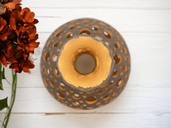 Oaxaca Vase White And Brown Clay Handcrafted Plant Pot, Pottery Luminary, White Clay Vase, Mexican Vase, Oaxaca Pottery For Home Decor - Image 3