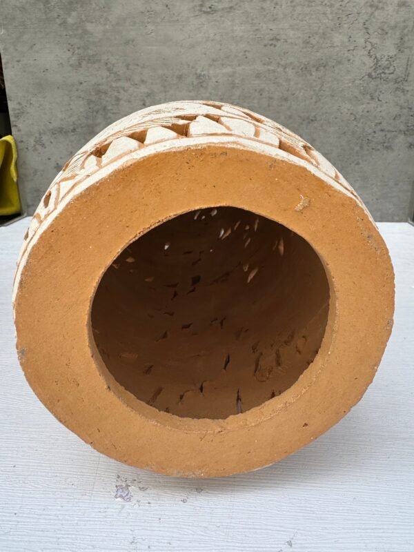 Mexican pottery, Clay plant pot, Pottery luminary, White clay vase, Mexican vase, Mexican clay pot, Oaxaca pottery, White pottery vase - Image 4