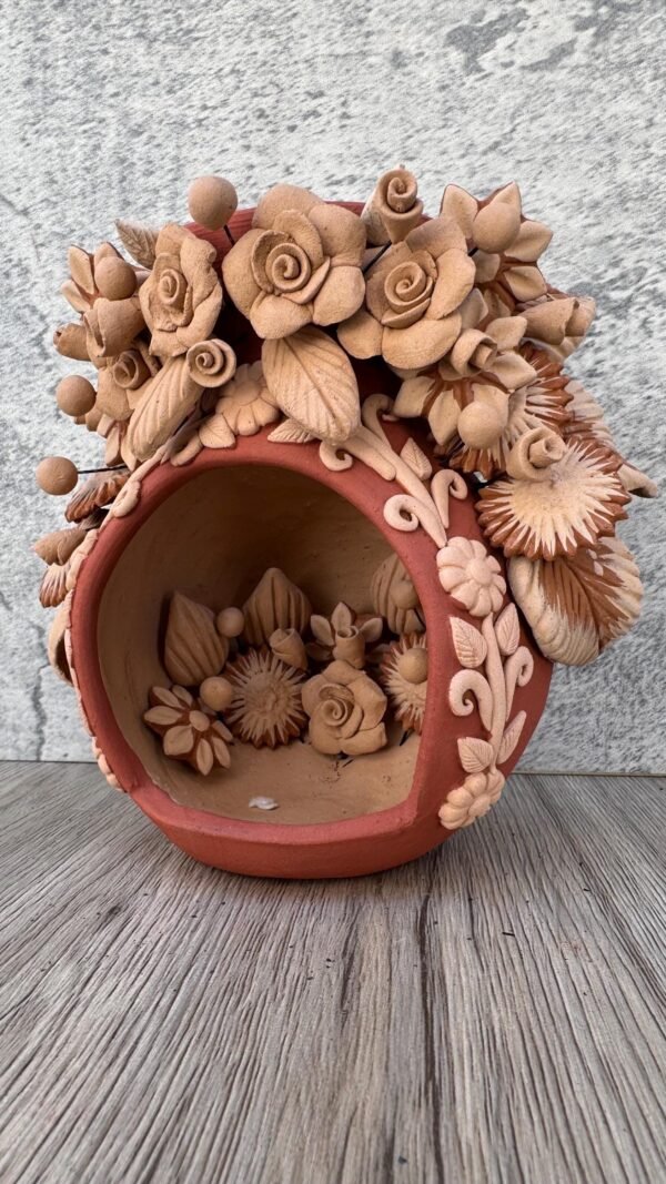 Filigrana Clay Mini Chimney, Candle Holder Artistic  Oaxaca México By Artisans Handmade Crafts, Home Decor Folk Art,  Pastillaje Technique - Image 3