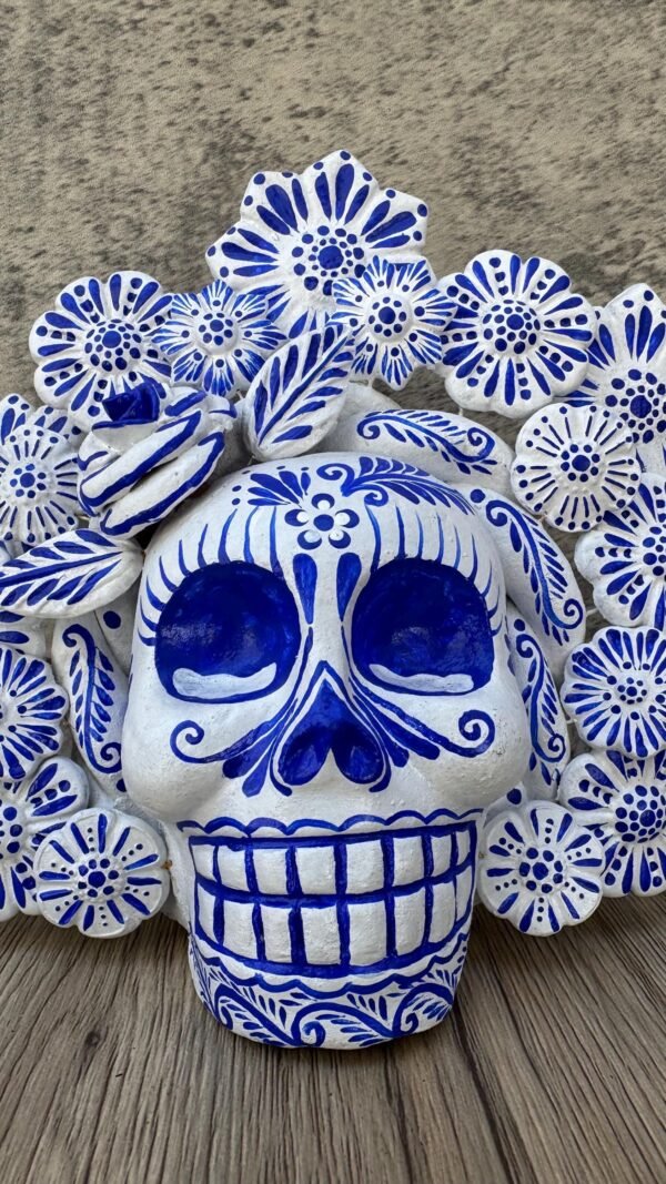 Sugar skull, Catrina, Day of the Dead Ornaments, Skull As Mexican Decoration, Human Skull Sculpture, Wall  Home Decor Handcrafted - Image 4