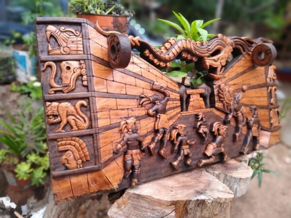 Prehispanic Mayan wall decor, Mexican painting, Quetzalcoatl, Prehispanic, Wood carving, Handcrafted ASK FOR CUSTOMIZE - Image 4