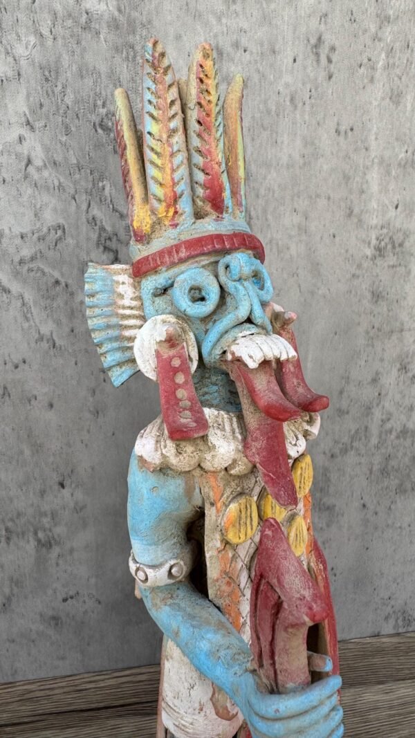 Tlaloc Sculpture Handcraft Mexican Culture Home Decor Prehispanic Vintage Rustic Clay  Antique Ancrestral Figurines Interior Exterior - Image 5