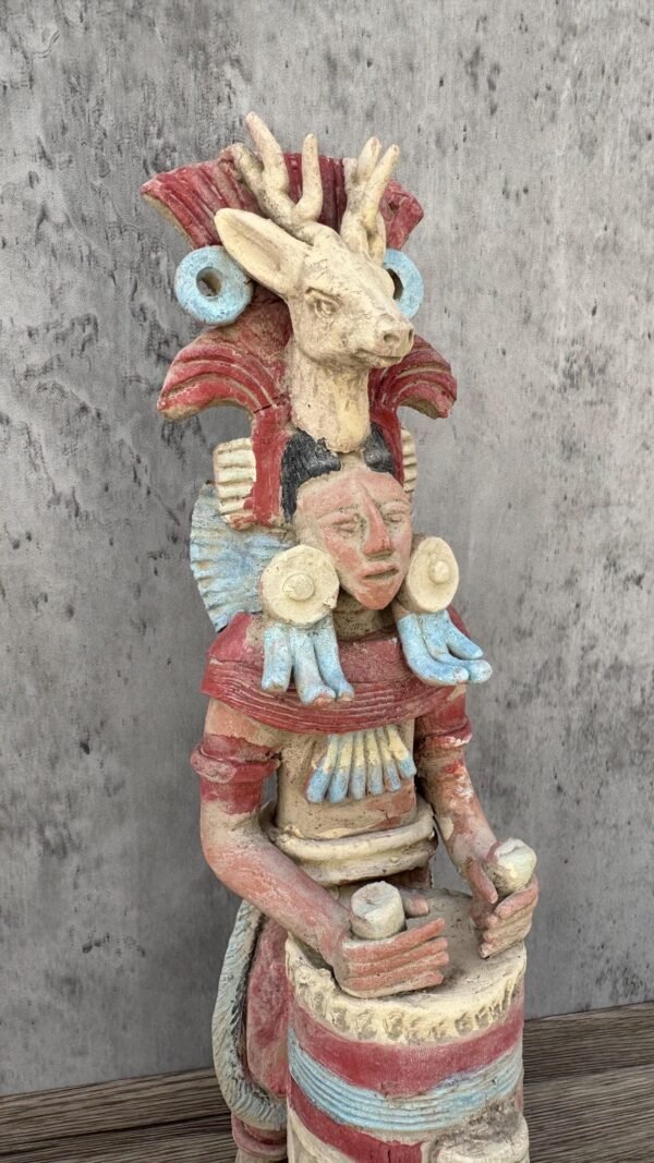 Mesoamerican Priest Handcraft Mexican Culture Home Decor Prehispanic Vintage Rustic Clay  Antique Ancrestral Figurines Interior Exterior - Image 4