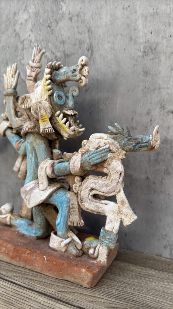 Tlaloc Sculpture Handcraft Mexican Culture Home Decor Prehispanic Vintage Rustic Clay  Antique Ancrestral Figurines Interior Exterior - Image 3
