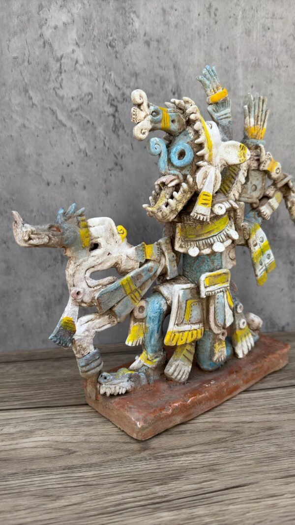 Tlaloc Sculpture Handcraft Mexican Culture Home Decor Prehispanic Vintage Rustic Clay  Antique Ancrestral Figurines Interior Exterior - Image 4