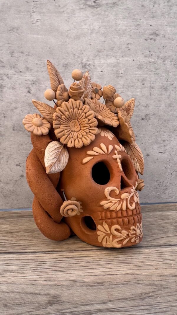Filigrana Clay Skull Día De Los Muertos Artistic  Oaxaca México By Artisans Handmade Crafts, Home Decor Folk Art,  Pastillaje Technique - Image 3