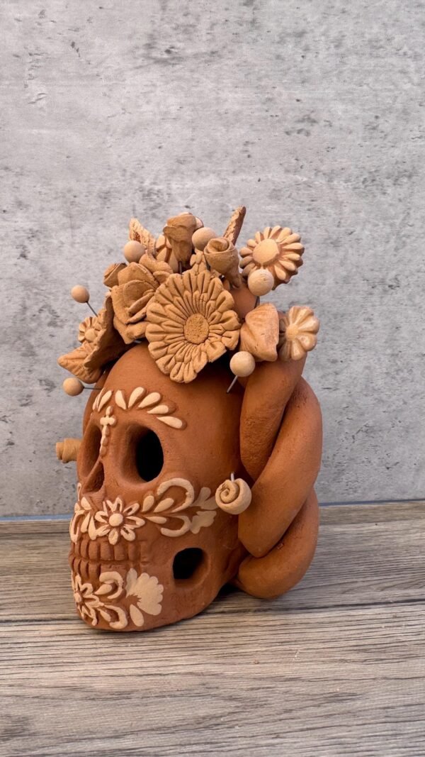 Filigrana Clay Skull Día De Los Muertos Artistic  Oaxaca México By Artisans Handmade Crafts, Home Decor Folk Art,  Pastillaje Technique - Image 3