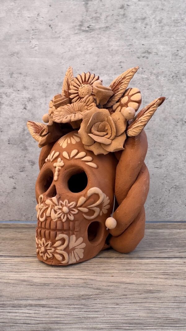 Filigrana Clay Skull Día De Los Muertos Artistic  Oaxaca México By Artisans Handmade Crafts, Home Decor Folk Art,  Pastillaje Technique - Image 3