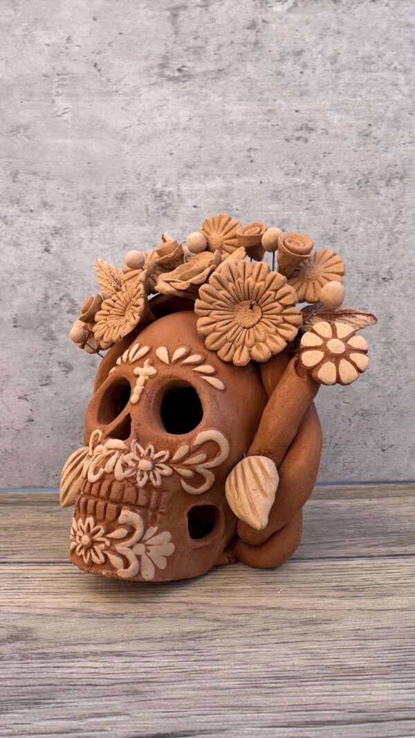 Filigrana Clay Skull Día De Los Muertos Artistic  Oaxaca México By Artisans Handmade Crafts, Home Decor Folk Art,  Pastillaje Technique - Image 3