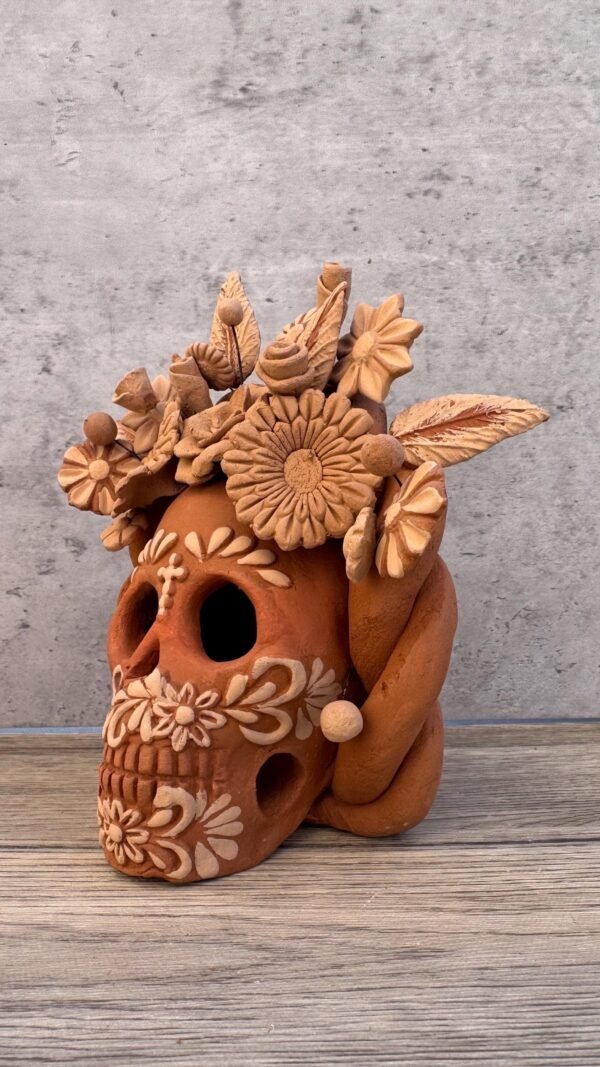 Filigrana Clay Skull Día De Los Muertos Artistic  Oaxaca México By Artisans Handmade Crafts, Home Decor Folk Art,  Pastillaje Technique - Image 3