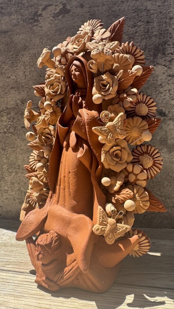Virgin Mary Handmade Clay Piece, Virgen de Guadalupe  Mexican Decoration, Mary Virgin Sculpture, Metepec Estado de México Virgencita - Image 3