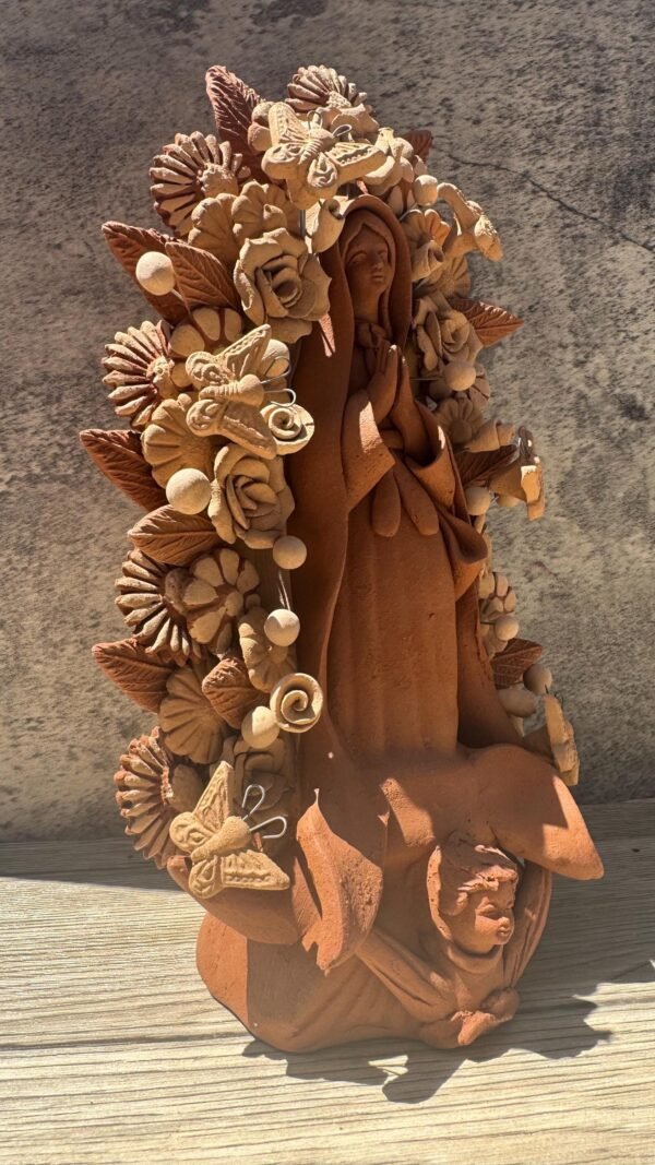 Virgin Mary Handmade Clay Piece, Virgen de Guadalupe  Mexican Decoration, Mary Virgin Sculpture, Metepec Estado de México Virgencita - Image 4