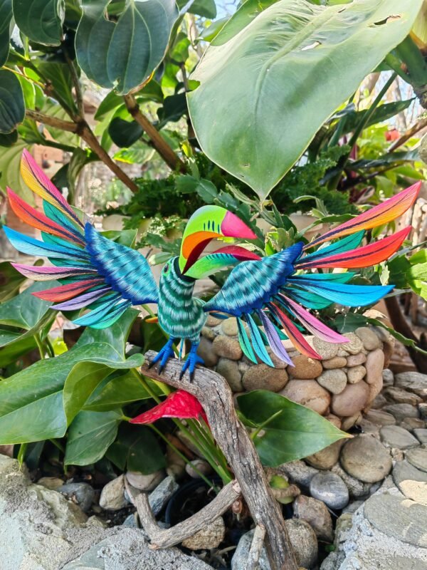 Toucan Bird Statue Mexican Art Alebrije Sculpture, Wooden Parrot  Decoration Figure, Made Of Wood And Carved By Hand ASK FOR CUSTOMIZE - Image 3