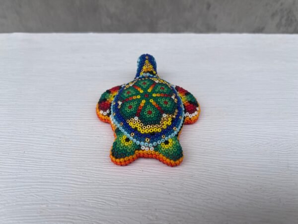 Turtle Statue Huichol Sculpture Of Mexican Folk Art, Turtle Wixarika As A Mexican Decorative Figure , Made Of Resin And Beads - Image 4