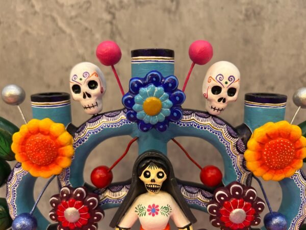 Candle Holder, Tree of death, Candelabra, Arbol de la muerte , Mexican Pottery, Mexican Candelabra 9” High - Image 4