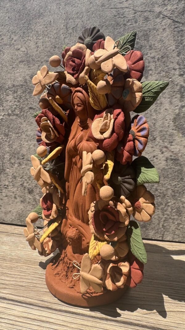 Virgin Mary Handmade Clay Piece, Virgen de Guadalupe  Mexican Decoration, Mary Virgin Sculpture, Metepec Estado de México Virgencita - Image 3