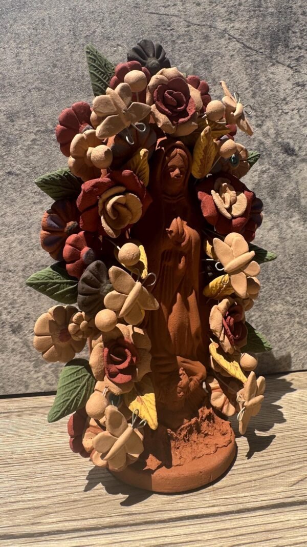 Virgin Mary Handmade Clay Piece, Virgen de Guadalupe  Mexican Decoration, Mary Virgin Sculpture, Metepec Estado de México Virgencita - Image 4