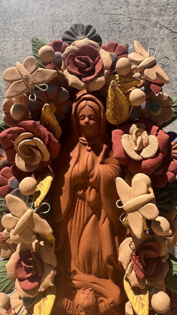 Virgin Mary Handmade Clay Piece, Virgen de Guadalupe  Mexican Decoration, Mary Virgin Sculpture, Metepec Estado de México Virgencita - Image 5
