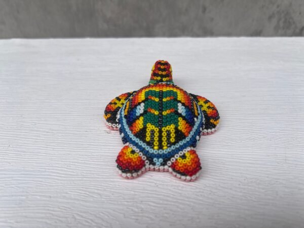 Turtle Statue Huichol Sculpture Of Mexican Folk Art, Turtle Wixarika As A Mexican Decorative Figure , Made Of Resin And Beads - Image 3