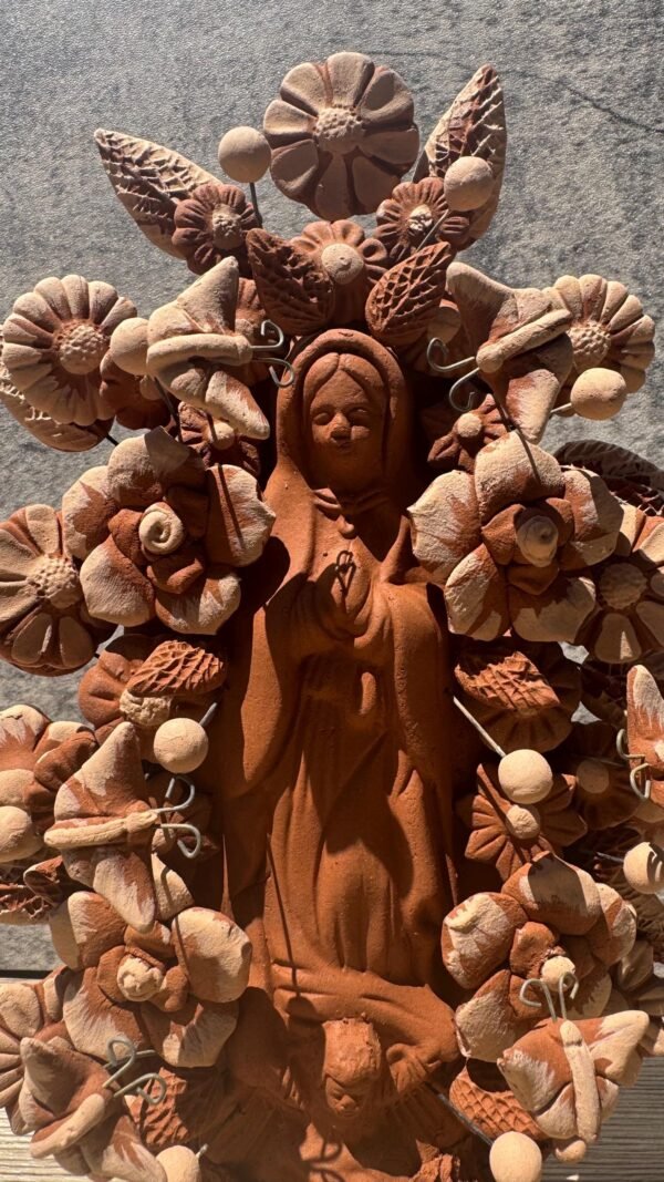 Virgin Mary Handmade Clay Piece, Virgen de Guadalupe  Mexican Decoration, Mary Virgin Sculpture, Metepec Estado de México Virgencita - Image 5