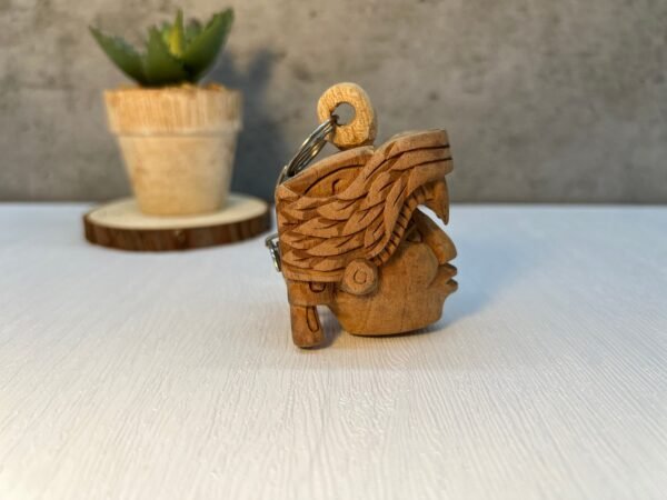 Mayan wooden keychain, Mexican folk art, Mexican mask, Mayan art, Mayan mask, Prehispanic, Mayan statue - Image 4