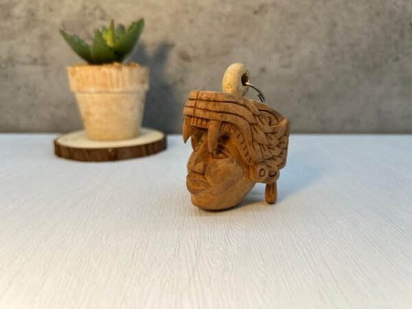 Mayan wooden keychain, Mexican folk art, Mexican mask, Mayan art, Mayan mask, Prehispanic, Mayan statue - Image 5