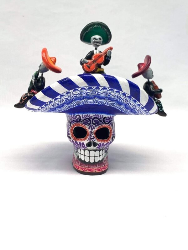 Sugar skull, Day of the Dead ornaments, skull as Mexican decoration, human skull sculpture, mariachi, 6.69 ”high - Image 9