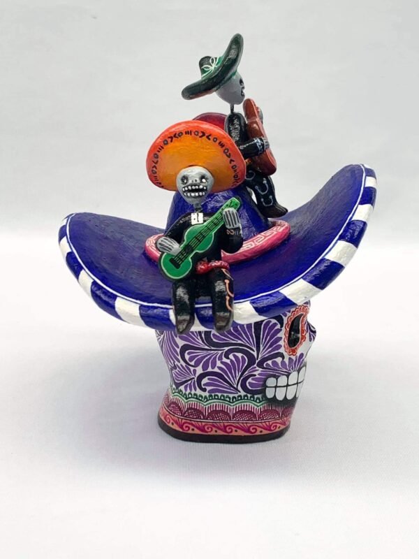 Sugar skull, Day of the Dead ornaments, skull as Mexican decoration, human skull sculpture, mariachi, 6.69 ”high - Image 10