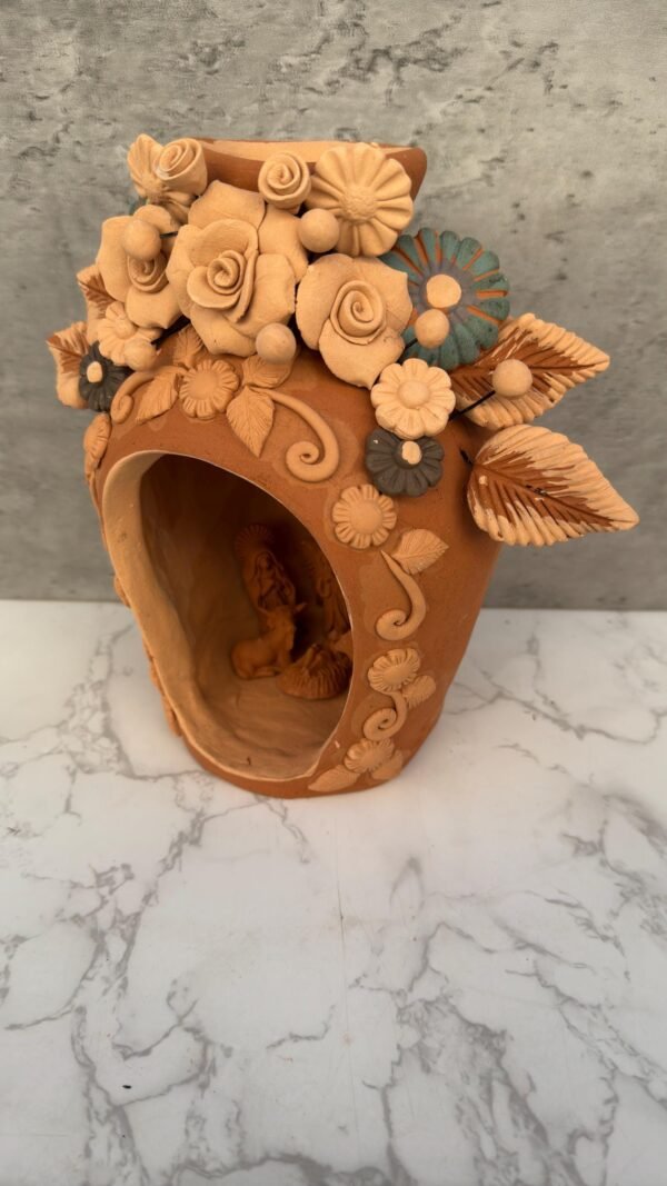 Nacimiento Filigrana Clay Mini Chimney, Candle Holder Day Of Birth Artistic  Oaxaca Artisans Handmade, Home Decor Folk Art,  Pastillaje Art - Image 3