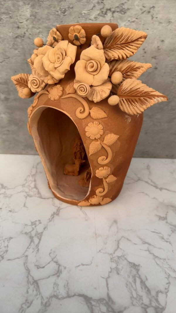 Nacimiento Filigrana Clay Mini Chimney, Candle Holder Day Of Birth Artistic  Oaxaca Artisans Handmade, Home Decor Folk Art,  Pastillaje Art - Image 3