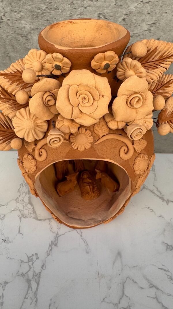 Nacimiento Filigrana Clay Mini Chimney, Candle Holder Day Of Birth Artistic  Oaxaca Artisans Handmade, Home Decor Folk Art,  Pastillaje Art - Image 4