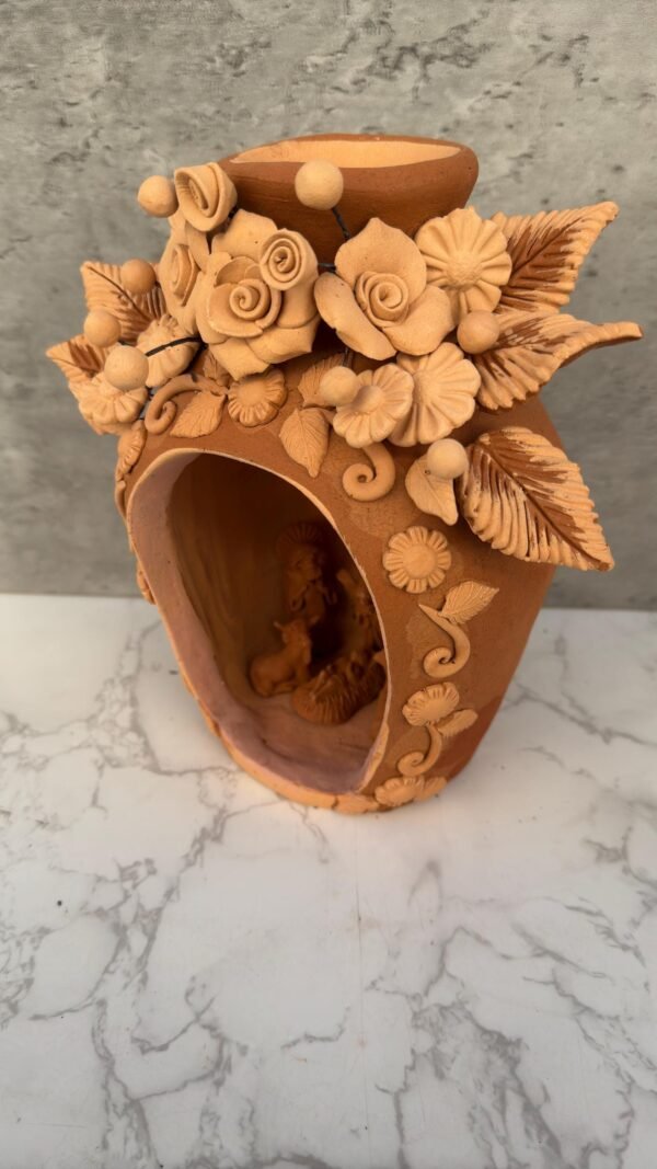 Nacimiento Filigrana Clay Mini Chimney, Candle Holder Day Of Birth Artistic  Oaxaca Artisans Handmade, Home Decor Folk Art,  Pastillaje Art - Image 3