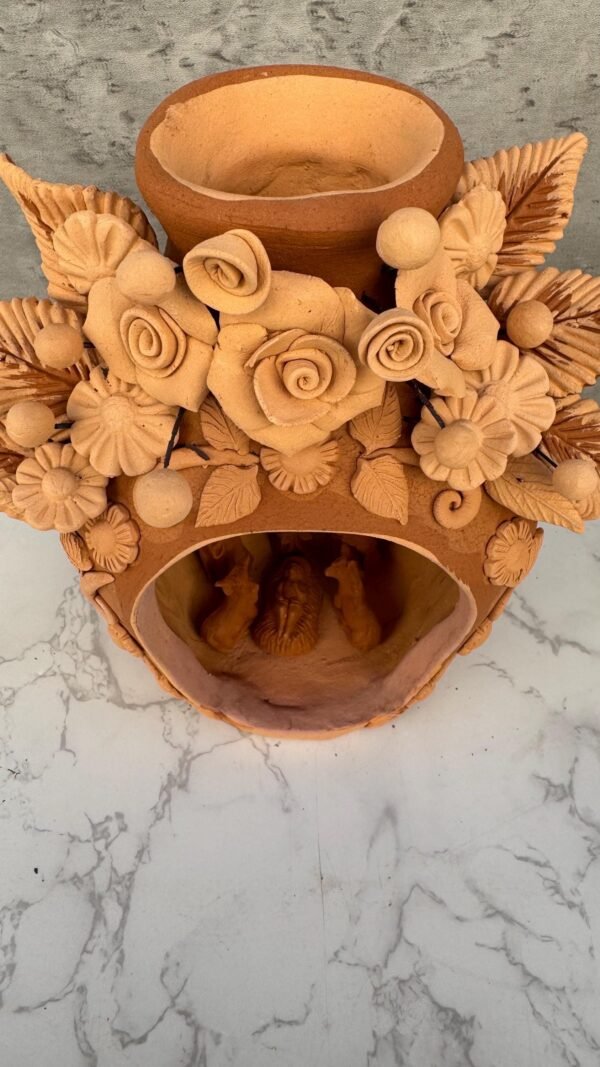 Nacimiento Filigrana Clay Mini Chimney, Candle Holder Day Of Birth Artistic  Oaxaca Artisans Handmade, Home Decor Folk Art,  Pastillaje Art - Image 4