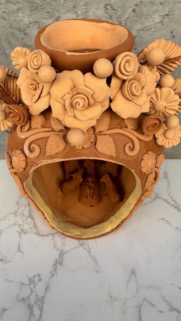 Nacimiento Filigrana Clay Mini Chimney, Candle Holder Day Of Birth Artistic  Oaxaca Artisans Handmade, Home Decor Folk Art,  Pastillaje Art - Image 4