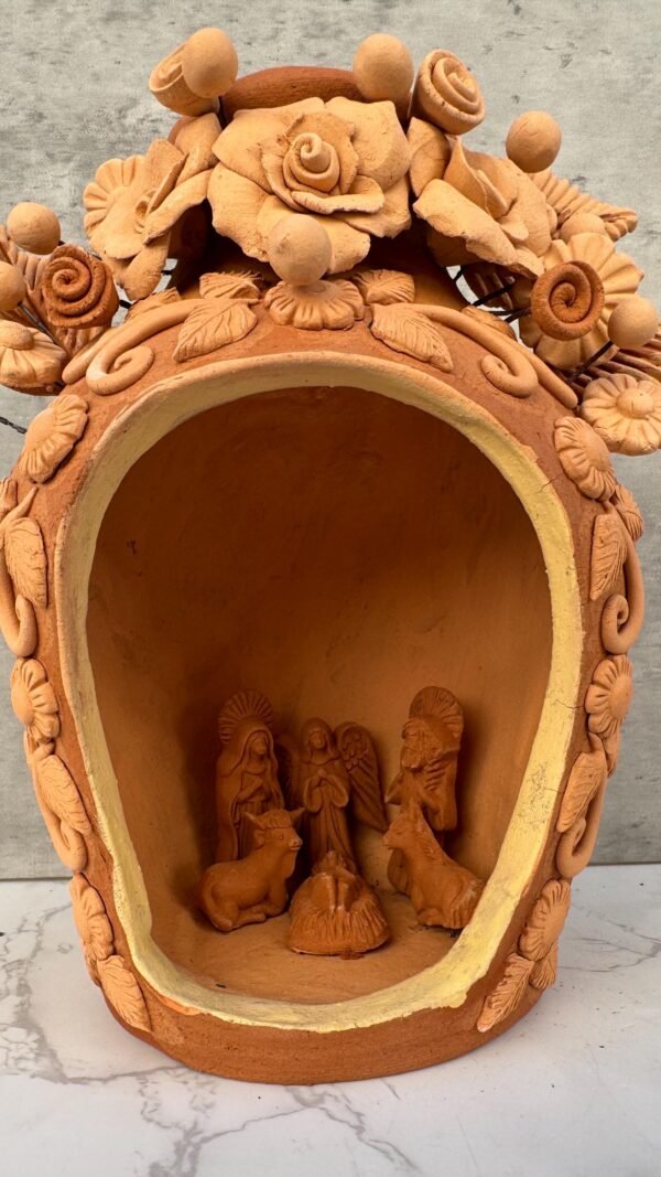 Nacimiento Filigrana Clay Mini Chimney, Candle Holder Day Of Birth Artistic  Oaxaca Artisans Handmade, Home Decor Folk Art,  Pastillaje Art - Image 6
