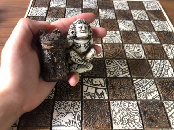 Chess set 12.59” x 12.59”, Resin Chess set in brown and white, Chess set handmade, Soviet chess set, Mexican chess - Image 3