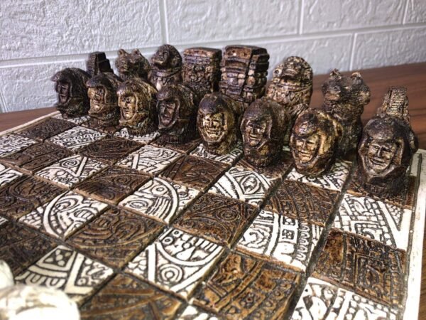 Chess set 12.59” x 12.59”, Resin Chess set in brown and white, Chess set handmade, Soviet chess set, Mexican chess - Image 5