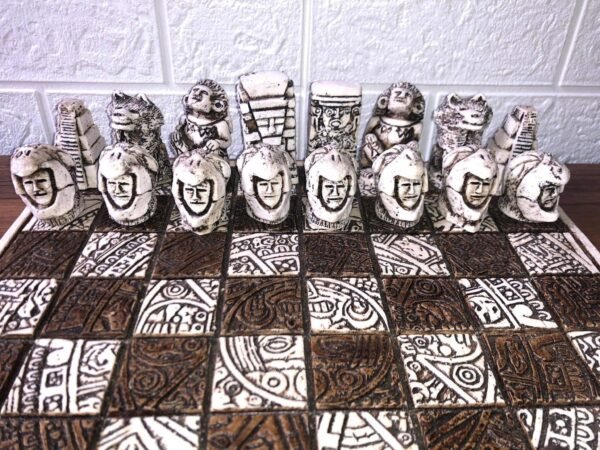 Chess set 12.59” x 12.59”, Resin Chess set in brown and white, Chess set handmade, Soviet chess set, Mexican chess - Image 6