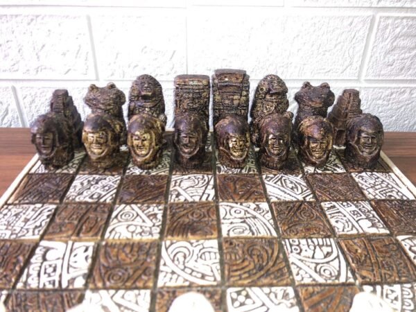 Chess set 12.59” x 12.59”, Resin Chess set in brown and white, Chess set handmade, Soviet chess set, Mexican chess - Image 7