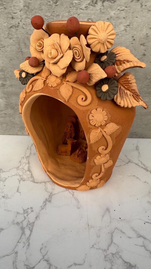 Nacimiento Filigrana Clay Mini Chimney, Candle Holder Day Of Birth Artistic  Oaxaca Artisans Handmade, Home Decor Folk Art,  Pastillaje Art - Image 3
