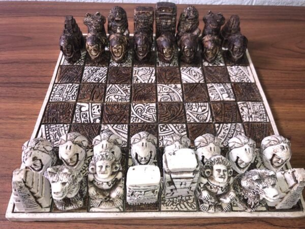 Chess set 12.59” x 12.59”, Resin Chess set in brown and white, Chess set handmade, Soviet chess set, Mexican chess - Image 8