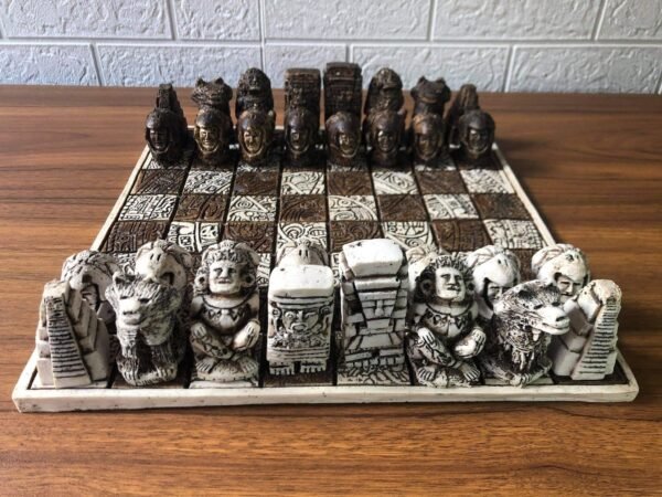 Chess set 12.59” x 12.59”, Resin Chess set in brown and white, Chess set handmade, Soviet chess set, Mexican chess - Image 9