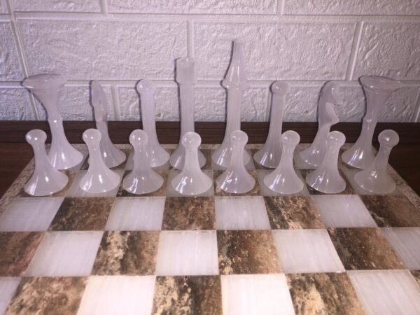 LARGE Chess set 13.77” x 13.77”, Marble Chess set in brown and white, Stone Chess Set, Chess set handmade, Italian design - Image 3