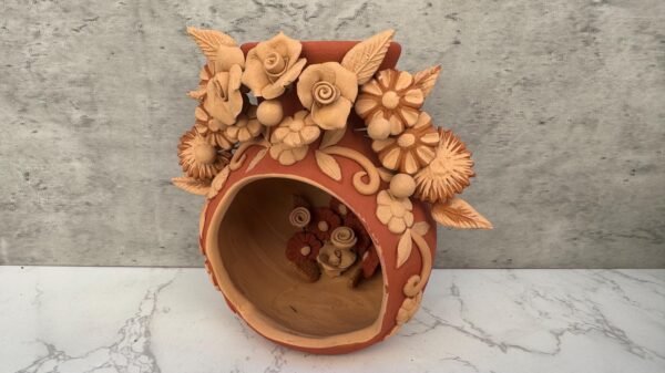 Filigrana Clay Mini Chimney, Candle Holder Artistic  Oaxaca México By Artisans Handmade Crafts, Home Decor Folk Art,  Pastillaje Technique - Image 3