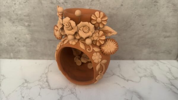 Filigrana Clay Mini Chimney, Candle Holder Artistic  Oaxaca México By Artisans Handmade Crafts, Home Decor Folk Art,  Pastillaje Technique - Image 3