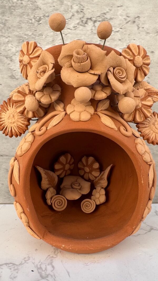 Filigrana Clay Mini Chimney, Candle Holder Artistic  Oaxaca México By Artisans Handmade Crafts, Home Decor Folk Art,  Pastillaje Technique - Image 4